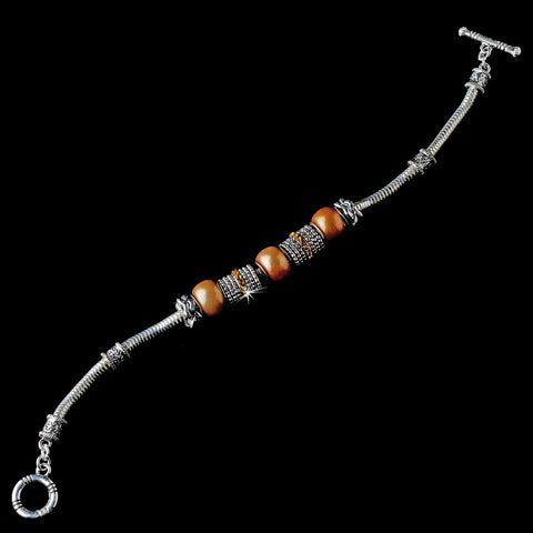 Taupe Charm Bridal Wedding Bracelet B 8512