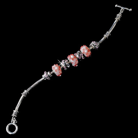 Pink Charm Bridal Wedding Bracelet B 8513