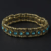 Gold Aqua Stretch Bridal Wedding Bracelet 8517
