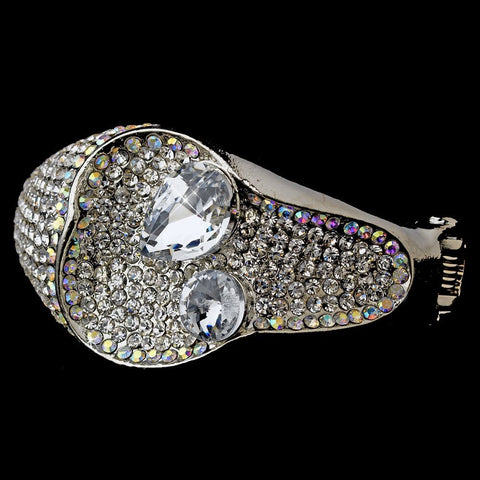 Silver Clear Aurora Borealis Aurora Borealis Cuff Bridal Wedding Bracelet 8528