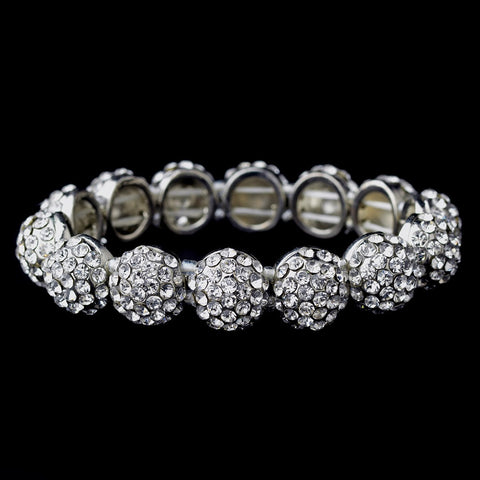 Glistening Crystal Silver Stretch Bridal Wedding Bracelet 8543