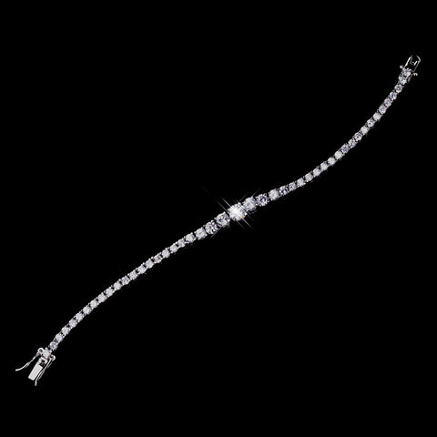 Silver CZ Bridal Wedding Bracelet 8643