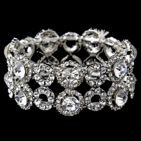 Silver Clear Crystal Bridal Wedding Stretch Bridal Wedding Bracelet 8658