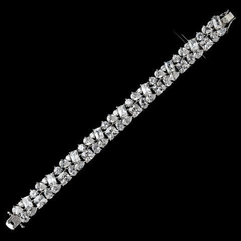 Silver Clear Multi-Shaped CZ Crystal Bridal Wedding Tennis Bridal Wedding Bracelet 8667