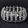 Antique Silver Clear Crystal Bridal Wedding Stretch Cuff Bridal Wedding Bracelet 8690