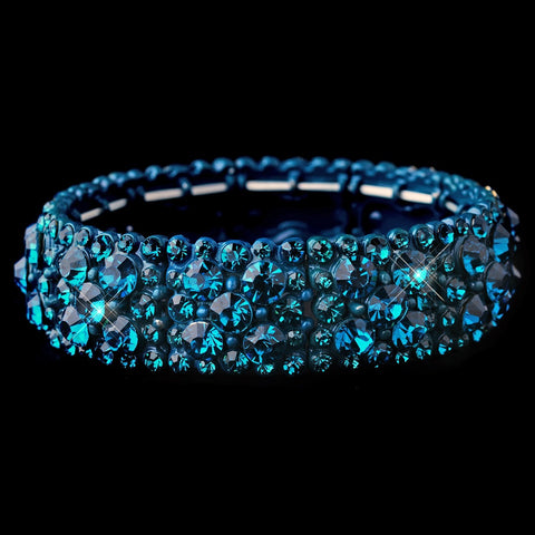 Sparkling Teal Crystal Stretch Bridal Wedding Bracelet 8703