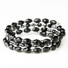 Silver Black Shiny Stone Coil Bridal Wedding Stretch Bridal Wedding Bracelet 8730