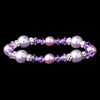 Silver Light Amethyst Pearl & Swarovski Crystal Bead Bridal Wedding Stretch Bridal Wedding Bracelet 8740