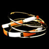 Golden White & Orange Modern Myth Stackable Bangle Bridal Wedding Bracelet Set 8800