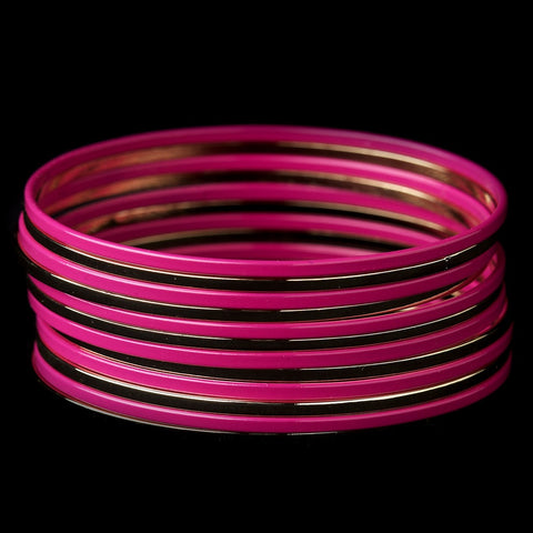 Solitary Golden Fuchsia Sunset Bangle Fashion Bridal Wedding Bracelet Set 8801