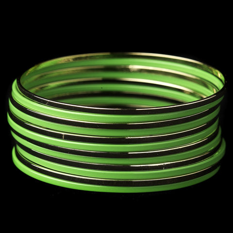 Solitary Golden Green Dawn Bangle Fashion Bridal Wedding Bracelet Set 8801