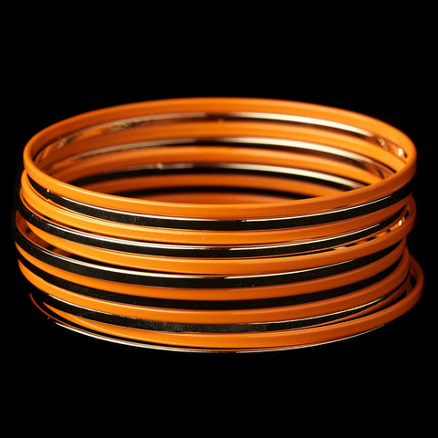 Solitary Golden Orange Sunset Bangle Fashion Bridal Wedding Bracelet Set 8801