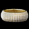 Gold White Stretch Bridal Wedding Bracelet 8802