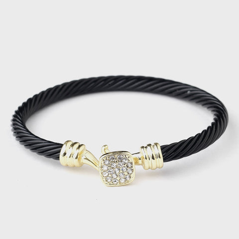 Gold Black Bangle Bridal Wedding Bracelet 8804