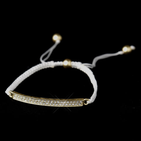 B 8819 Gold White String Bridal Wedding Bracelet