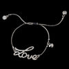 Silver Clear Script "Love" Bridal Wedding Bracelet 8828