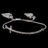 Silver Clear Tassel Cross Bridal Wedding Bracelet 8829