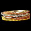 Gold Yellow & Clear Rhinestone Coral 9 Row Fashion Bridal Wedding Bracelet 8832