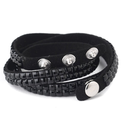 Black with Clear Crystal Wrap Fashion Bridal Wedding Bracelet 8851