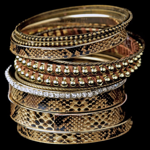 Gold Brown Bangle Bridal Wedding Bracelet 8858