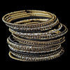 Gold Black Bangle Bridal Wedding Bracelet 8859