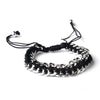 Silver Black Braided Mesh Link Fashion Bridal Wedding Bracelet 8860