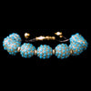 Gold Turquoise Pave Ball Fashion Bridal Wedding Bracelet 8863