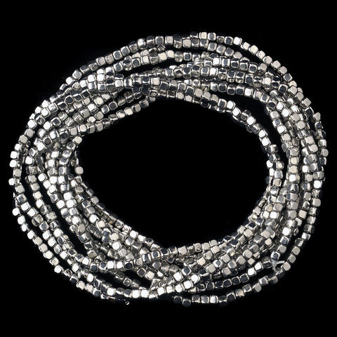 Silver 9 Strand Bridal Wedding Elastic Bridal Wedding Bracelet 8864