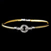Two Tone Silver & Gold CZ Accented Cable Bangle Bridal Wedding Bracelet 8874