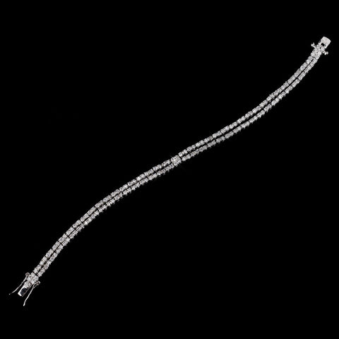 Silver Clear Double Stranded CZ Eternity Tennis Bridal Wedding Bracelet 8877