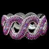 Gotti Majestic Iridescent Fuchsia Rhinestone Bangle Bridal Wedding Bracelet in Silver 8990