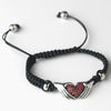 Silver Black Red Heart Rhinestone Stretch Bridal Wedding Bracelet 9009