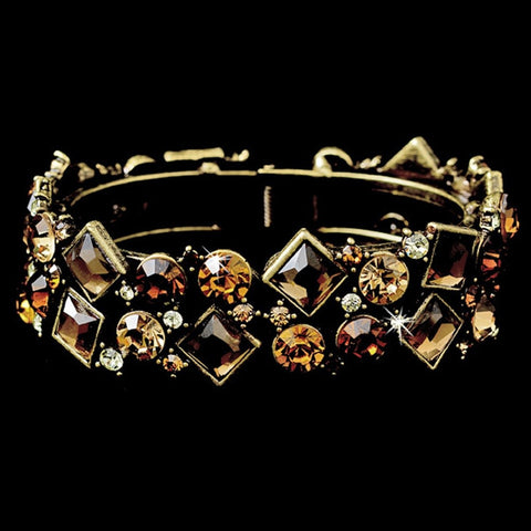 Gorgeous Gold Brown Bridal Wedding Bracelet B 903