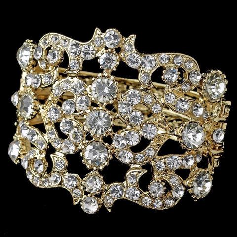 Gold Clear Bridal Wedding Bracelet 912