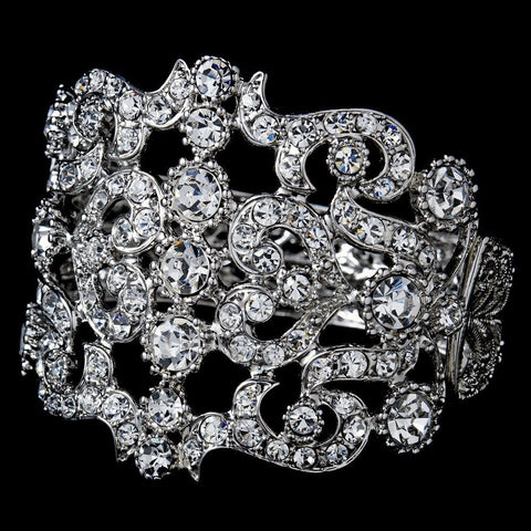 Dazzling Silver Clear Wedding Bridal Wedding Bracelet B 912