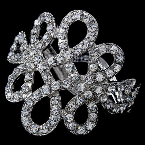 Vintage Silver Clear Bangle Bridal Wedding Bracelet B 913