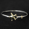 Silver & Gold Clear CZ Crystal Beach Starfish Bangle Bridal Wedding Bracelet 9257