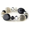 Silver Black Faceted Glass Stretch Bridal Wedding Bracelet 9508