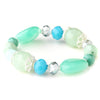 Silver Mint Green & Aqua Faceted Glass Stretch Bridal Wedding Bracelet 9508