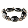 Hematite Black Faceted Chunky Glass Cut Fashion Stretch Bridal Wedding Bracelet 9518