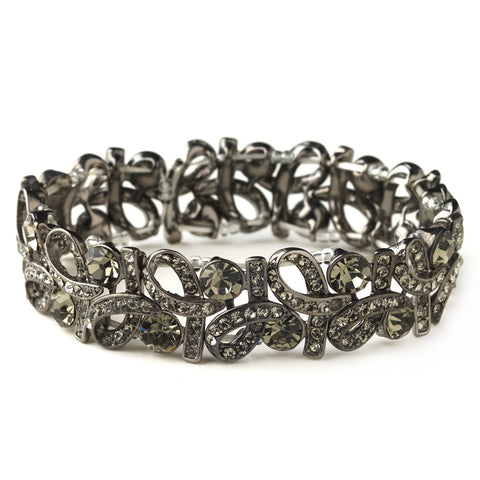 Hematite Smoked Grey Hematite Vintage Stretch Bridal Wedding Bracelet 967