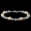 Silver Ivory Pearl, Swarovski Crystal & Roundel Adjustable Bridal Wedding Bracelet 9711