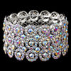 AB Circle Rhodium 3 Row Stretch Bridal Wedding Bracelet 9887
