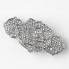 Rhinestone Covered Flower Bridal Wedding Hair Barrette in Antique Silver 70963