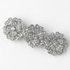 Antique Silver Clear Rhinestone Encrusted Flower Bridal Wedding Hair Barrette 70965
