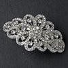 Rhodium Silver Clear Large Ribbon Corsage Bridal Wedding Hair Barrette 5010