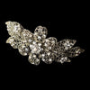 Rhodium Silver Clear Crystal Flower Bridal Wedding Hair Barrette 5070