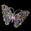 Silver Multi Mix Color Rhinestone Butterfly Bridal Wedding Hair Barrette 5090 XXL