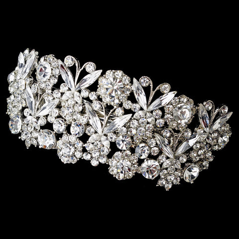 Bridal Wedding Hair Barrette 5190 Silver Clear