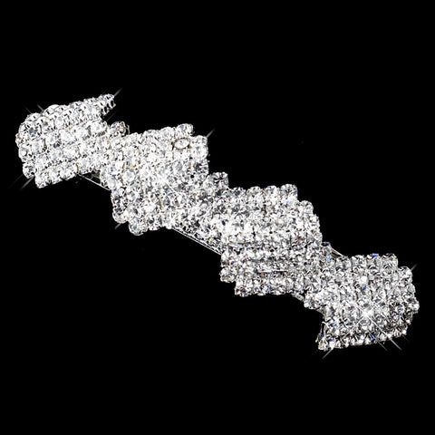 Silver Clear Zigzag Rhinestone Bridal Wedding Hair Barrette 70956